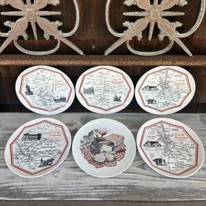 Vintage French Porcelain Cheese Plate Set. Made in France